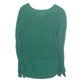 Womens Blouse Green V-Neck Long Sleeve M
