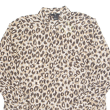 H&M Sheer Womens Printed Shirt Brown Collared Long Sleeve Animal Print S