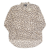 H&M Sheer Womens Printed Shirt Brown Collared Long Sleeve Animal Print S