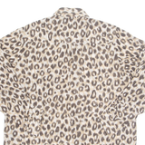 H&M Sheer Womens Printed Shirt Brown Collared Long Sleeve Animal Print S