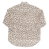 H&M Sheer Womens Printed Shirt Brown Collared Long Sleeve Animal Print S