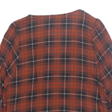 PULL&BEAR Womens Printed Top Red V-Neck Long Sleeve Check S