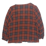 PULL&BEAR Womens Printed Top Red V-Neck Long Sleeve Check S