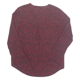 Womens Printed Blouse Red V-Neck Long Sleeve Spotted S