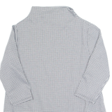 Womens Printed Top Black High Neck 3/4 Sleeve Gingham S
