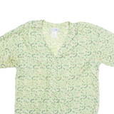 SILK TOUCH Womens Printed Top Green V-Neck Silk Floral M
