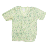 SILK TOUCH Womens Printed Top Green V-Neck Silk Floral M