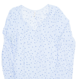 Womens Printed Top Blue V-Neck Long Sleeve Striped L