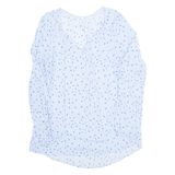 Womens Printed Top Blue V-Neck Long Sleeve Striped L