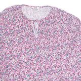 Womens Printed Blouse Pink Long Sleeve Floral L