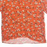 F&F Womens Printed Top Orange V-Neck Viscose Floral UK 20