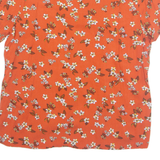F&F Womens Printed Top Orange V-Neck Viscose Floral UK 20