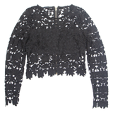 Cutout Womens Top Black Long Sleeve M
