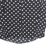 Womens Printed Blouse Black V-Neck Long Sleeve Spotted L