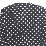 Womens Printed Blouse Black V-Neck Long Sleeve Spotted L