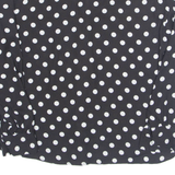 Womens Printed Blouse Black V-Neck Long Sleeve Spotted L