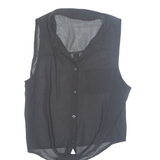 Tie Front Sheer Womens Shirt Black Collared S