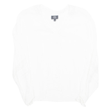 AVANT PREMIERE Womens Ruffle Blouse White V-Neck Long Sleeve M