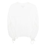 AVANT PREMIERE Womens Ruffle Blouse White V-Neck Long Sleeve M