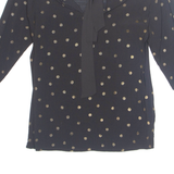 Womens Printed Blouse Black Long Sleeve Spotted L