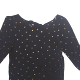 Womens Printed Blouse Black Long Sleeve Spotted L