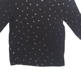 Womens Printed Blouse Black Long Sleeve Spotted L