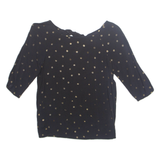 Womens Printed Blouse Black Long Sleeve Spotted L
