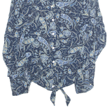 H&M Womens Cropped Shirt Blue Collared Long Sleeve Paisley UK 10