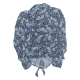 H&M Womens Cropped Shirt Blue Collared Long Sleeve Paisley UK 10