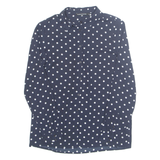 Womens Printed Shirt Blue Collared Long Sleeve Spotted M