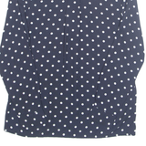 Womens Printed Shirt Blue Collared Long Sleeve Spotted M