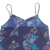 NEW LOOK Womens Camisole Vest Blue V-Neck Floral UK 10