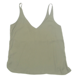 TOPSHOP Crop Petite Womens Camisole Vest Green V-Neck UK 6
