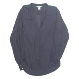H&M Womens Blouse Blue V-Neck Long Sleeve S