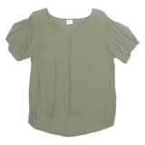 Womens Top Green V-Neck Viscose L