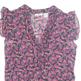 REDOUTE Sheer Womens Printed Blouse Pink V-Neck Floral UK 10