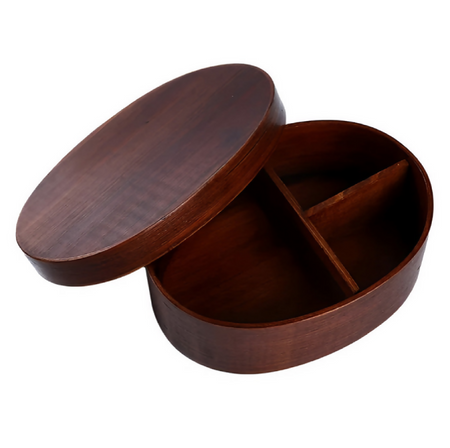 Anygleam Brown Wooden Bento Lunch Box Food Kitchen Tableware
