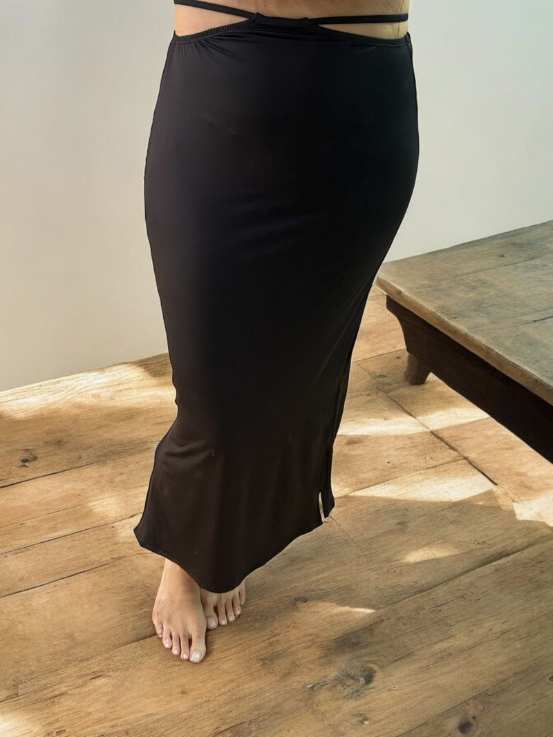 Black MidiCutout Skirt