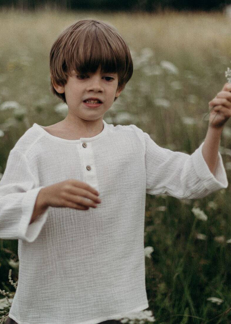 Kid's muslin shirt - White
