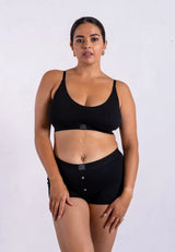 Black wireless balconette bra