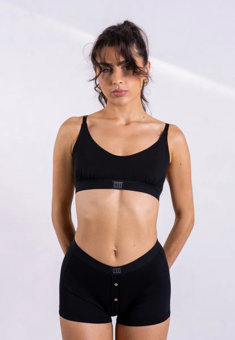 Wireless balconette bra black