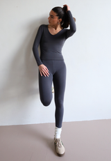 Organic Cotton Wrap Leggings, Charcoal