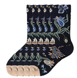 Anyfootwear 5 Pairs Size 5-9 Unisex Long Socks Cartoon Blue Flower Nature Print Design Warm Winter Socks Comfortable Casual Foot Accessories