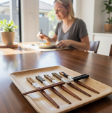 Anygleam Brown 6pairs Wooden Chopsticks Reusable Kitchen Tableware