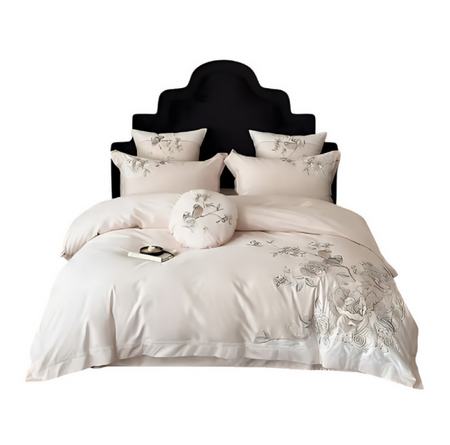 Anycozy Duvet Cover Set Flat Bed Sheet Ultra Soft Egyptian Cotton Embroidery Luxury Bedding