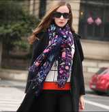 Anyyou 100% Pure Merino Wool Navy Blue Poncho for Women Winter Large Scarf Pashmina Shawl Bandana Neck Wrap