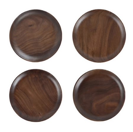 Anygleam Natural Brown 4pcs Wooden Plate Food Kitchen Tableware