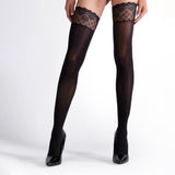 LECHERY® LUSTROUS SILKY SHINY THIGH HIGHS • BLACK