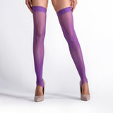 LECHERY® LUSTROUS SILKY SHINY STIRRUP THIGH HIGHS • PURPLE