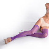 LECHERY® LUSTROUS SILKY SHINY STIRRUP THIGH HIGHS • PURPLE
